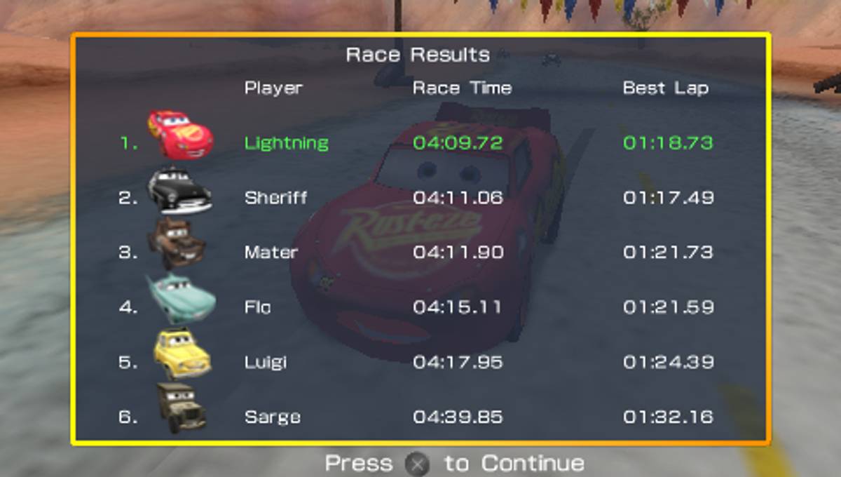 Disney Presents a Pixar Film: Cars ISO - PSP screenshot 9