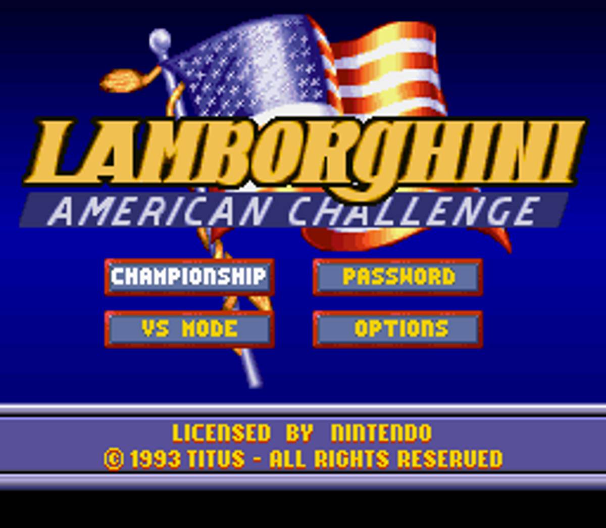 Lamborghini: American Challenge ROM - SNES screenshot 1