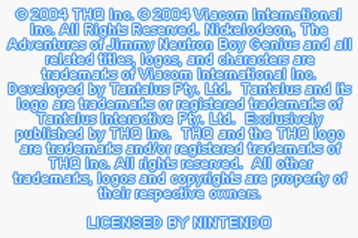 The Adventures of Jimmy Neutron: Boy Genius - Attack of the Twonkies ROM - GBA screenshot 1