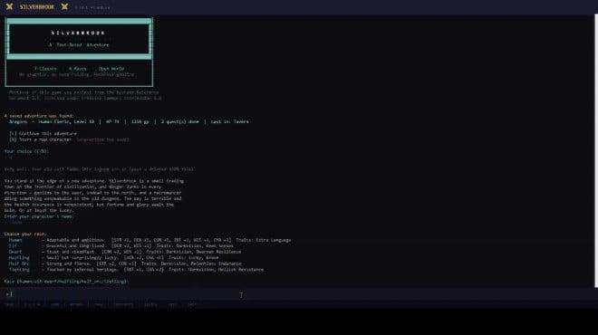 Silverbrook: a Text-Based RPG screenshot 2
