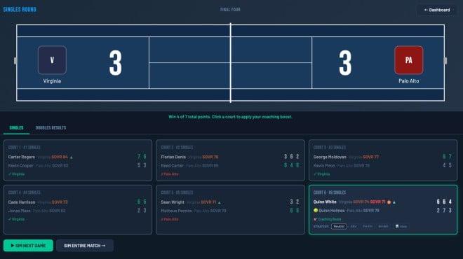 Swing Dynasty: College Tennis screenshot 1